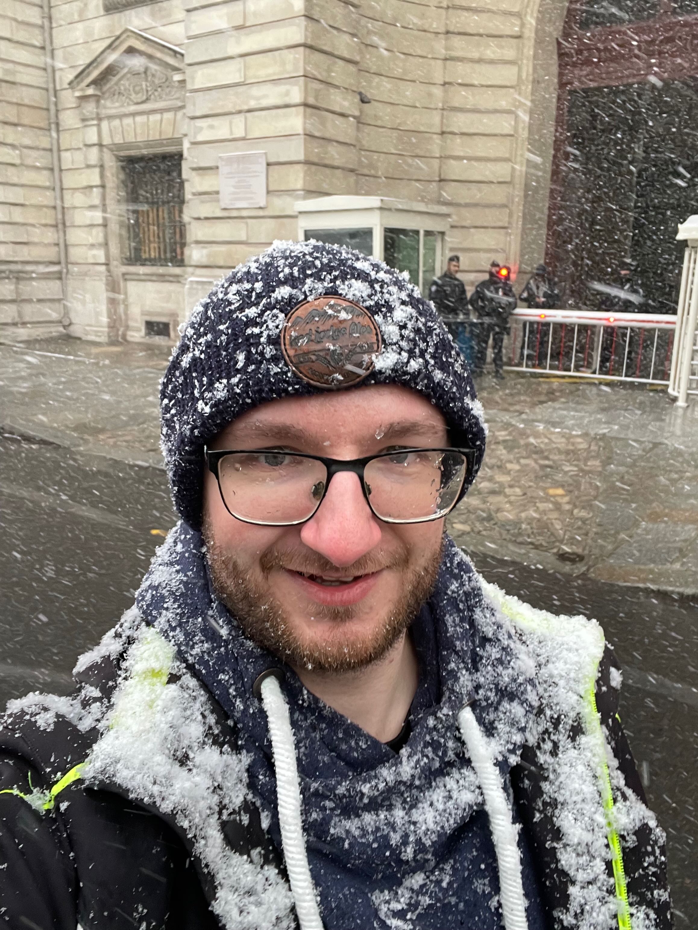 A picture of me during snow fall in Paris